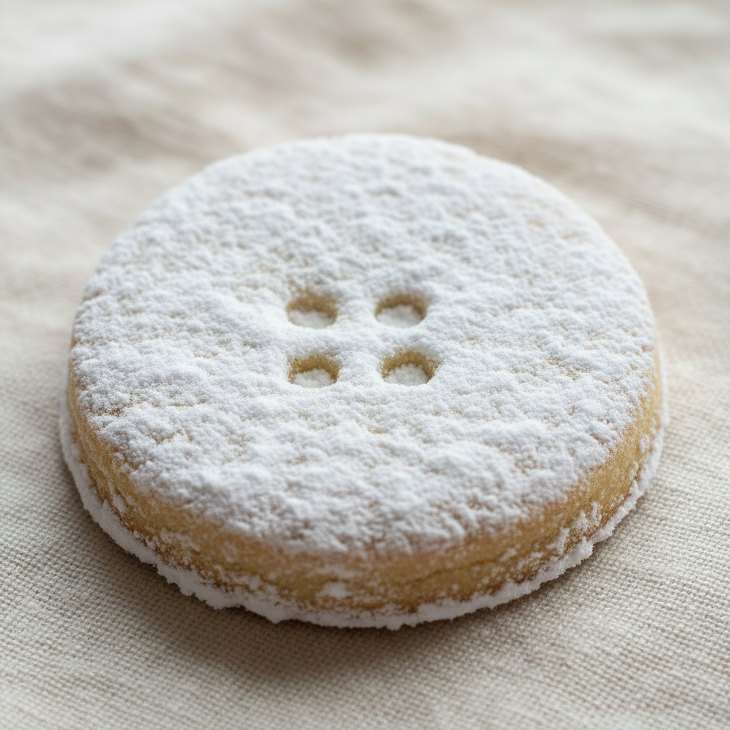 Button Cookie Rolled in Powdered Sugar
